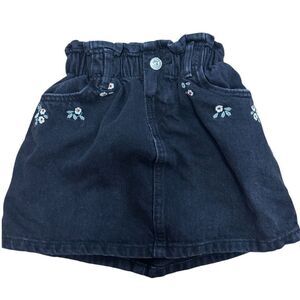 Zara Toddler Black Denim Flower Embroidered Skirt size‎ 18-24